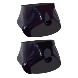 Late X - Men's Briefs With Plug Latex Briefs Black S - Latex