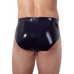 Late X - Men's Briefs With Plug Латексные Трусы Черный S -